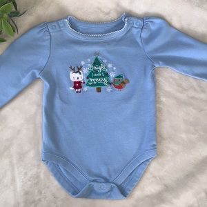 Gymboree 3-6M Bright & Merry Holiday Onesis Blue